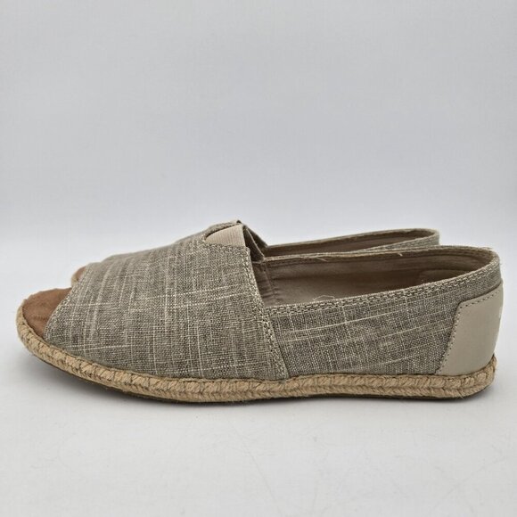 TOMS Shoes Women 8.5 Alpargata Cupsole Slip On Natural Metallic Linen Open Toe - Picture 5 of 9